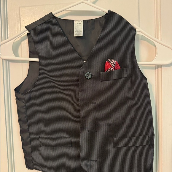 George Other - Kids Toddler  Pinstripe Vest with Red Pocket Square. So cute! Size 4T